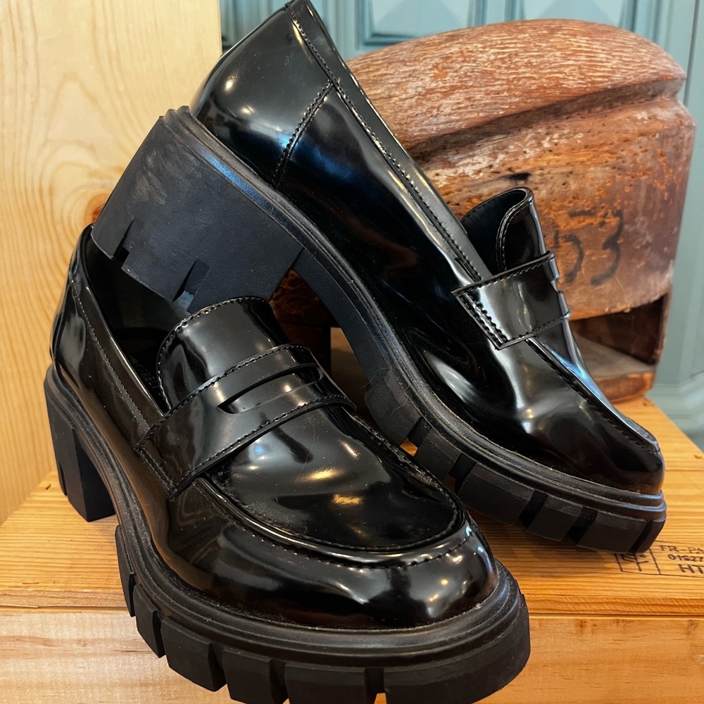 Black Chunky Platform Loafers